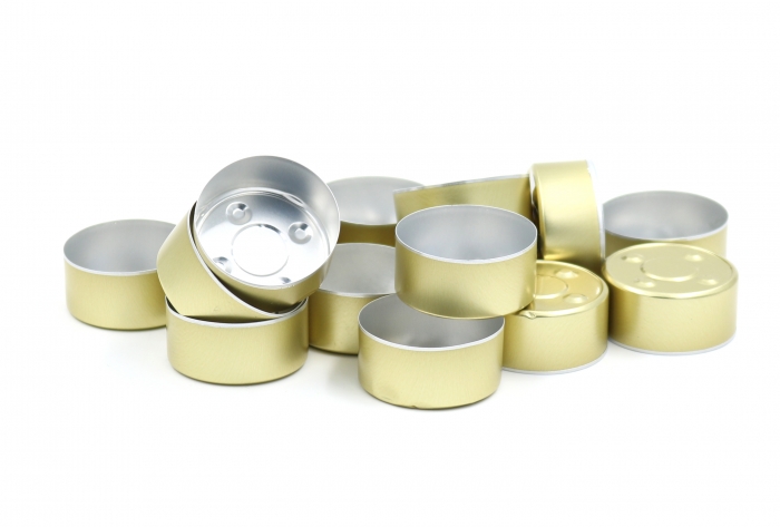 25 Stück goldfarbene Teelicht-Aluschalen Ø 39mm Höhe 15mm Aluschalen gold für Teelichter