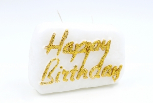 Kerze "Happy Birthday" Gold