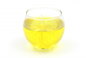 Gelcandle in glass ball 80mm Yellow