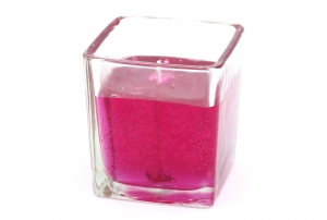 Gel Candle in Cube Glass 7.2 cm Pink