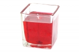 Gelcandle in glass cube 75mm Red