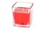 Gelcandle in glass cube 75mm Light red
