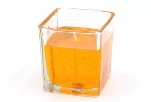 Gelcandle in glass cube 75mm Orange