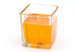 Gel Candle in Cube Glass 7.2 cm Orange