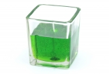Gelcandle in glass cube 75mm Green