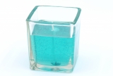 Gel Candle in Cube Glass 7.2 cm Turquoise