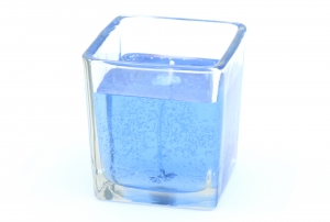 Gelkerze im Würfelglas 7,2 cm Hellblau