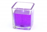 Gelcandle in glass cube 75mm Purple