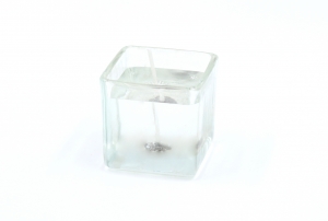 Gelcandle in glass cube 52mm Colorless