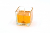 Gelcandle in glass cube 52mm Orange