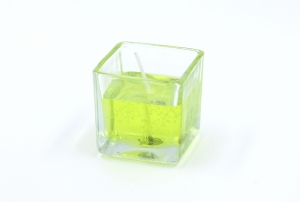 Gelcandle in glass cube 52mm Light green