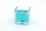 Gel Candle in Cube Glass 6.0 cm Turquoise