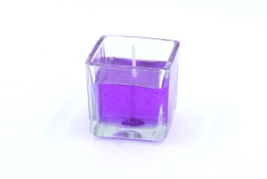 Gel Candle in Cube Glass 6.0 cm Purple